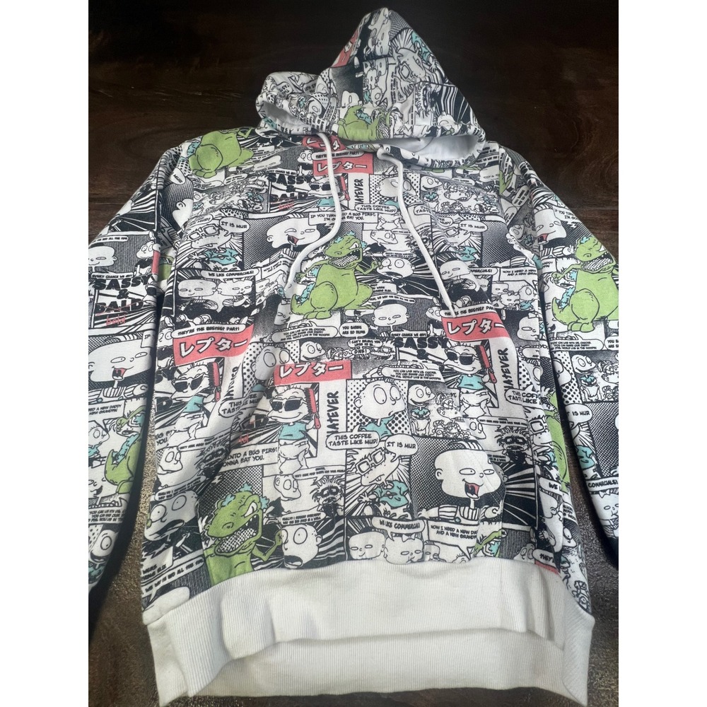 Nickelodeon Rugrats Reptar Comic Strip All Over Print Hoodie White Small